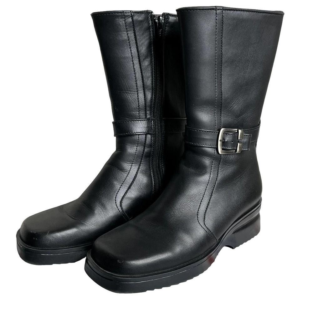 NWOT LL Bean Short Black Leather Boots Womens Size 5.5 Med - Picture 3 of 9